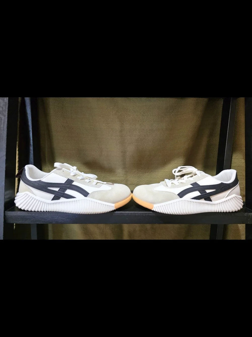 Men's Neutral White and Beige Sneakers with Gum Sole